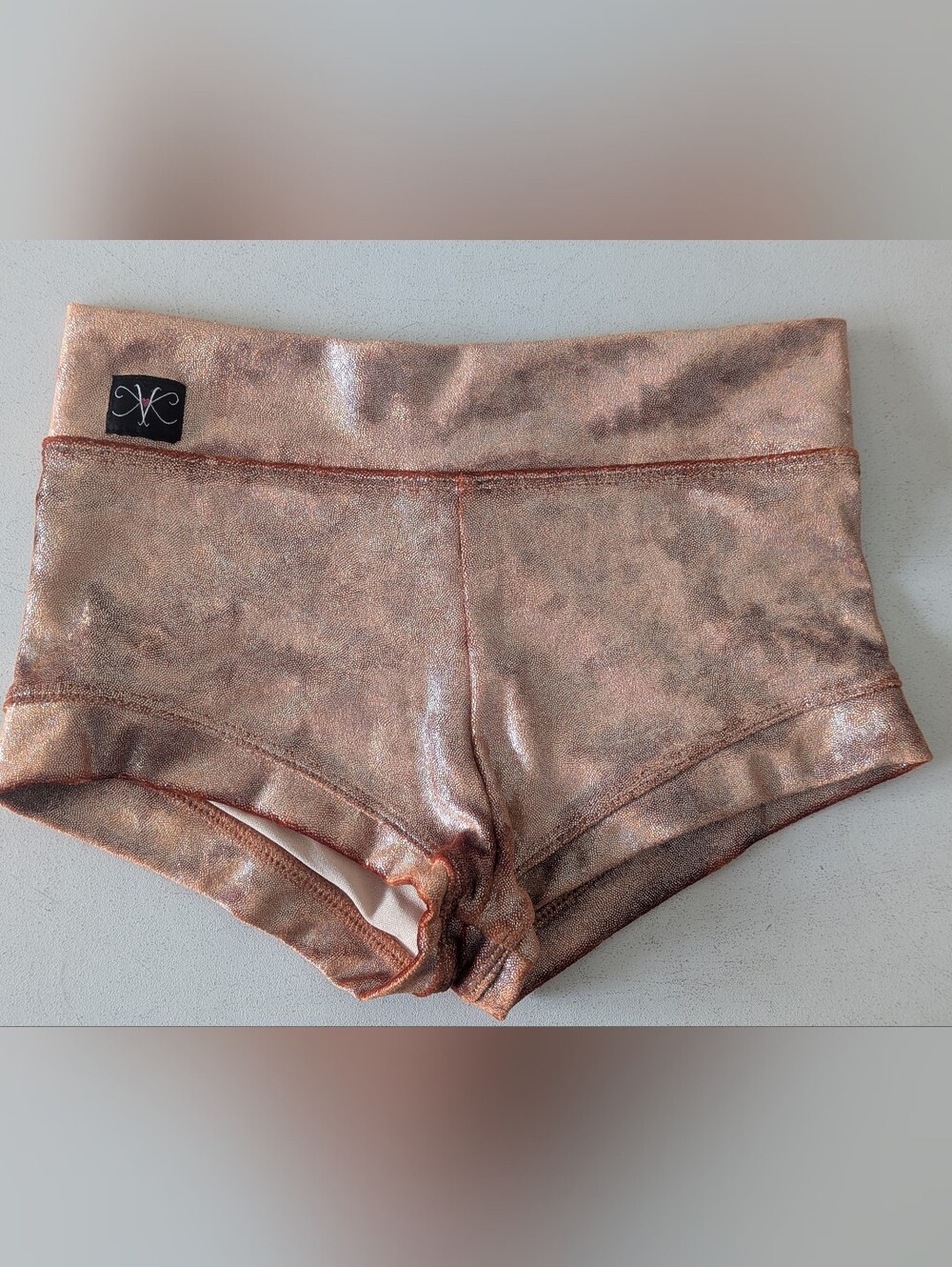 Kandi Kouture Metallic Copper Rose Gold Dance Shorts - Size CXL (10/12)